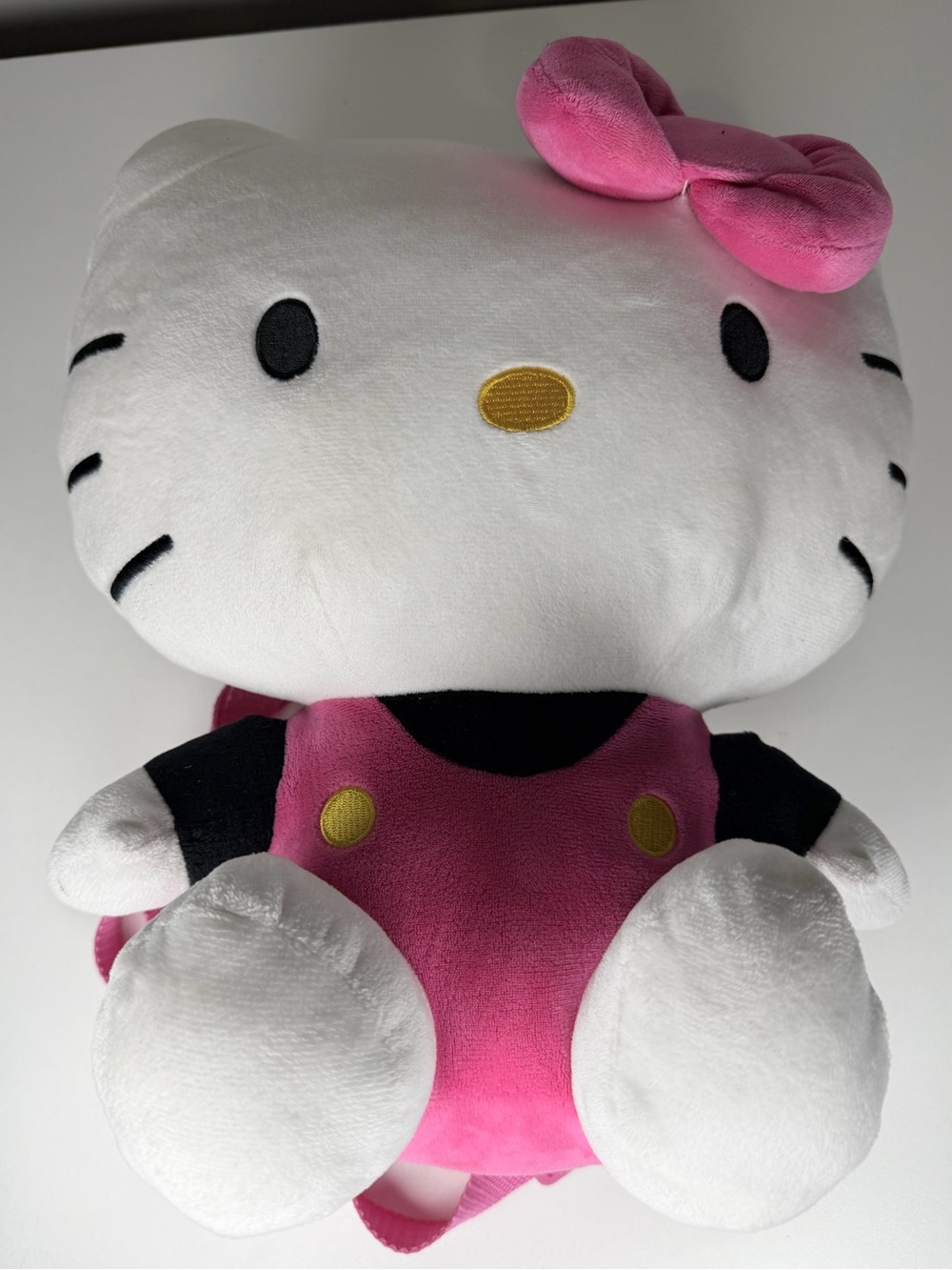 Hello Kitty Soft Plush Backpack Straps Pink White Zip Pocket